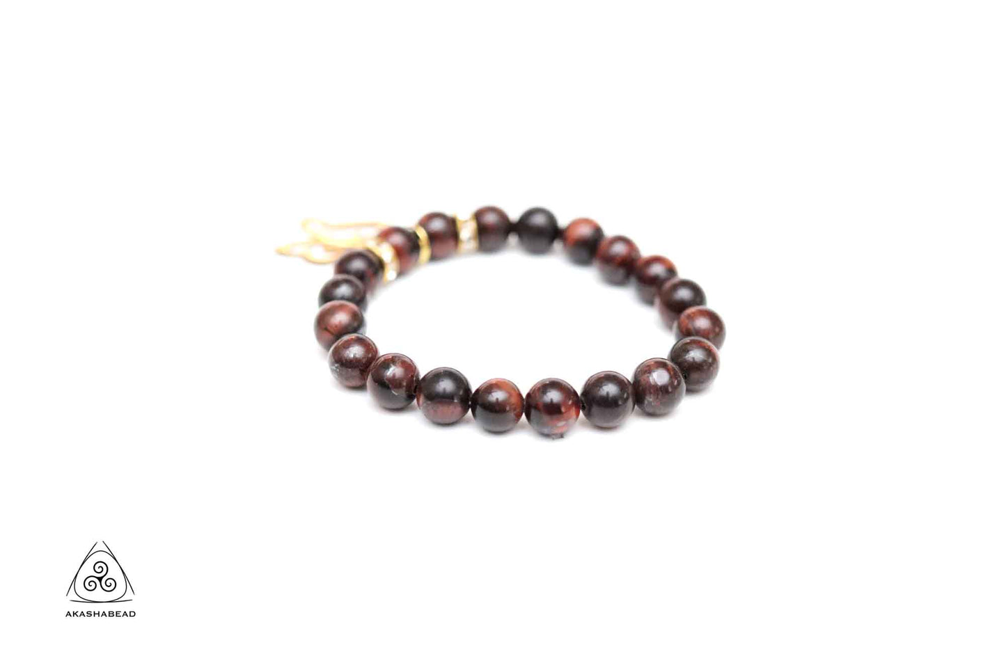 Natural Red Tiger eye Bracelet with Butterfly charm gold color 8mm