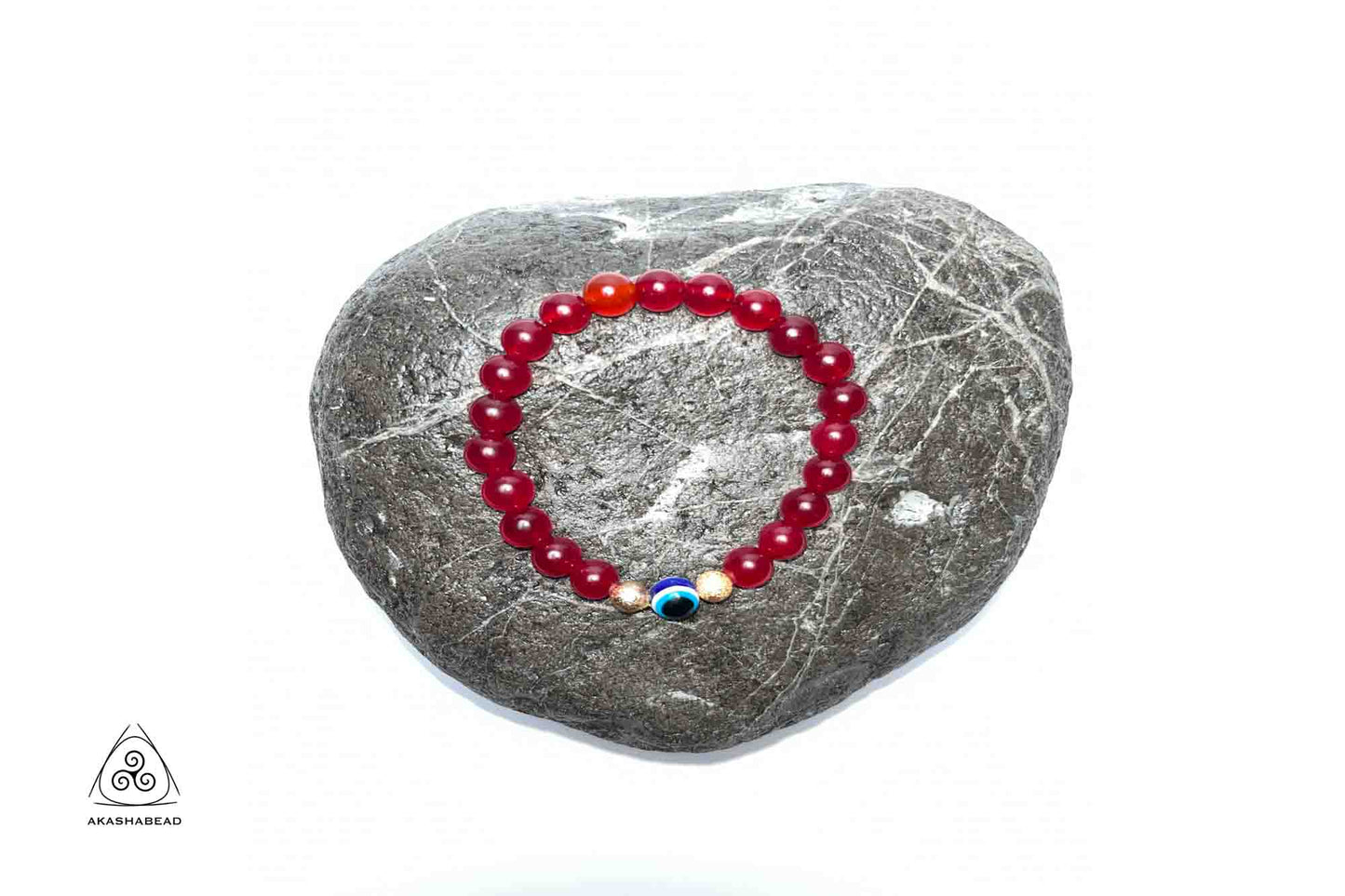 Red Agate Healing Stone Bracelet with Evil Eye Protection