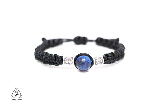 Black Braided Bracelet | Natural Lapis lazuli 12mm