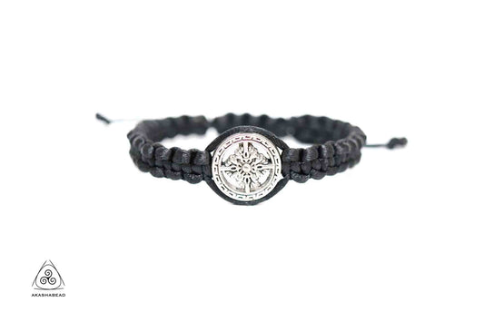 Black Adjustable Braided Men Bracelet with Charm