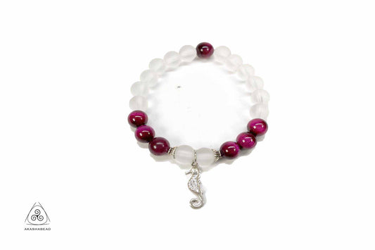 Master healing clear quartz beaded Bracelet with Sterling Silver charm