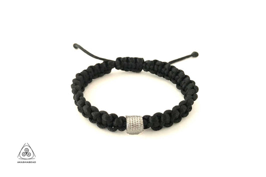 Black Braided Thick Bracelet with silver spacer