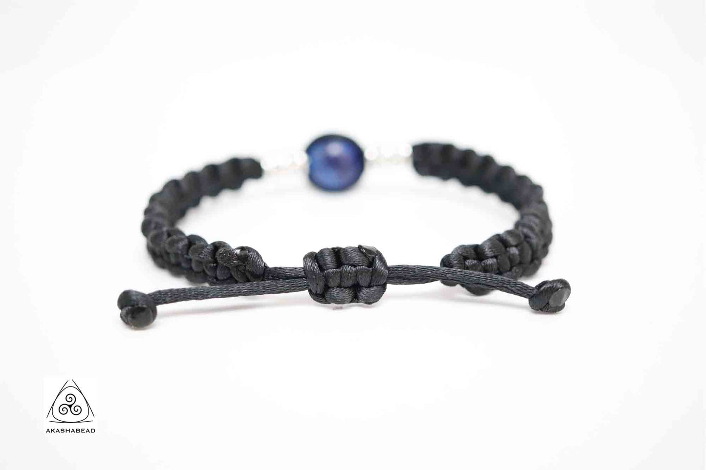 Black Braided Bracelet | Natural Lapis lazuli 12mm