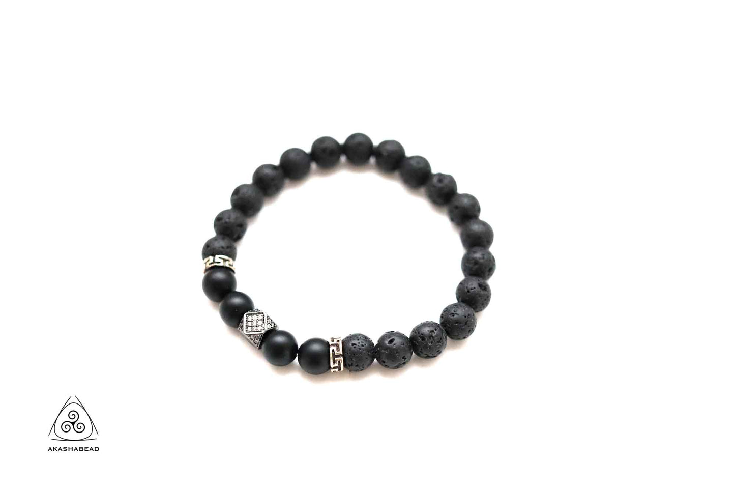 Natural Black Onyx and lava for anti Anxiety and boost Self Confidence 8mm