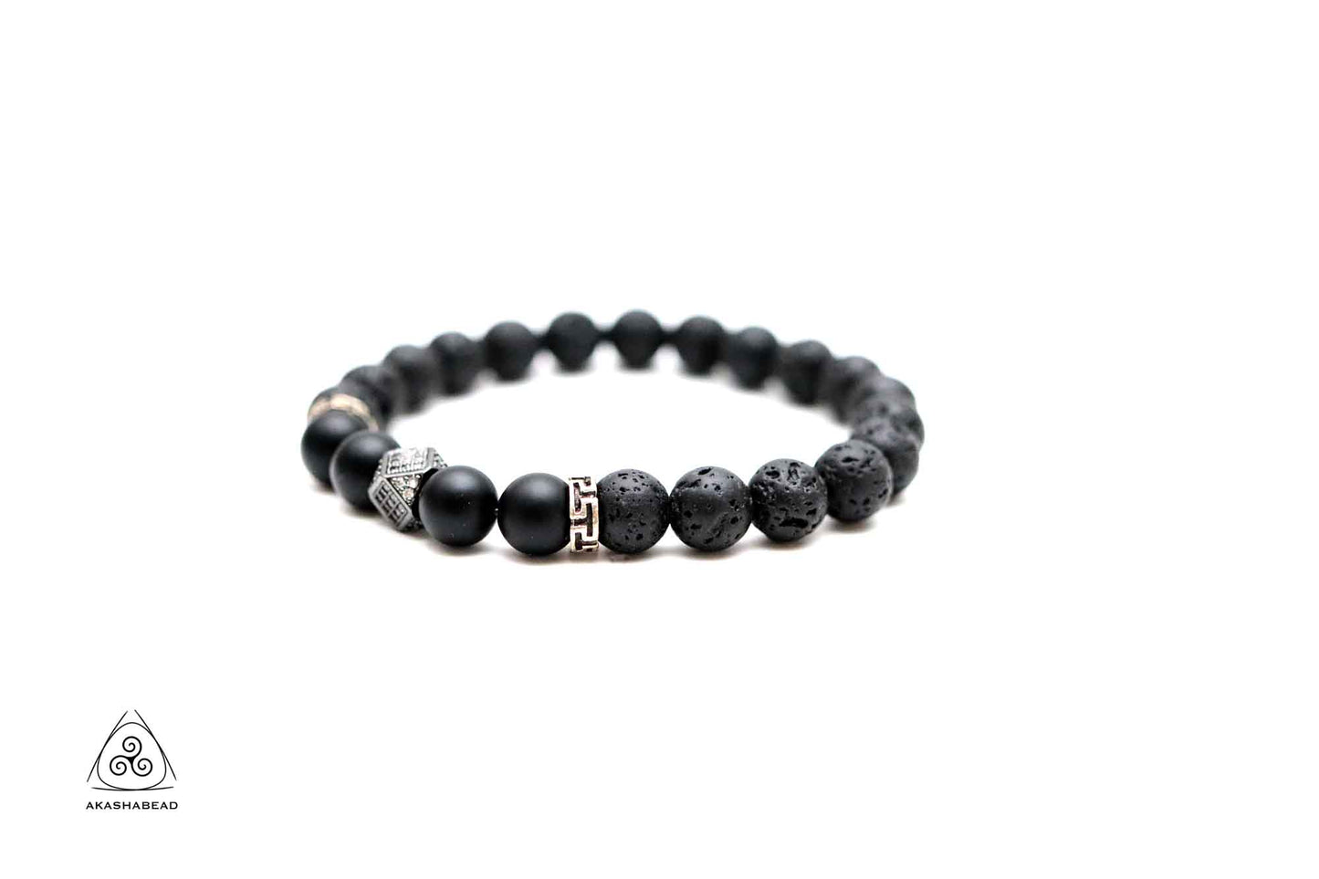 Natural Black Onyx and lava for anti Anxiety and boost Self Confidence 8mm