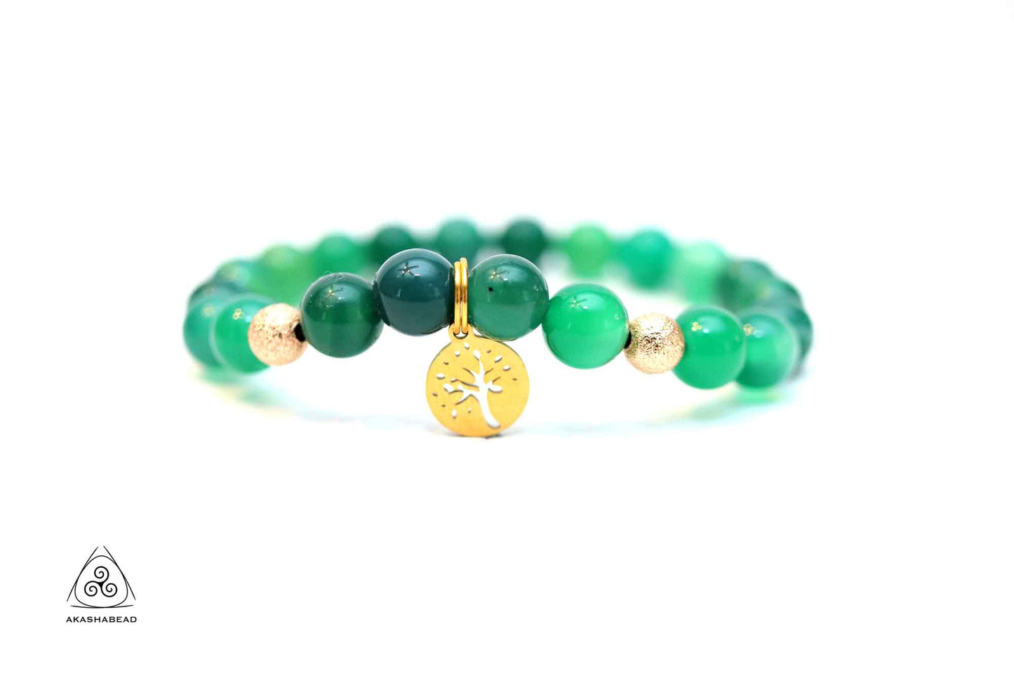 Natural Green Agate with palm charm 6mm