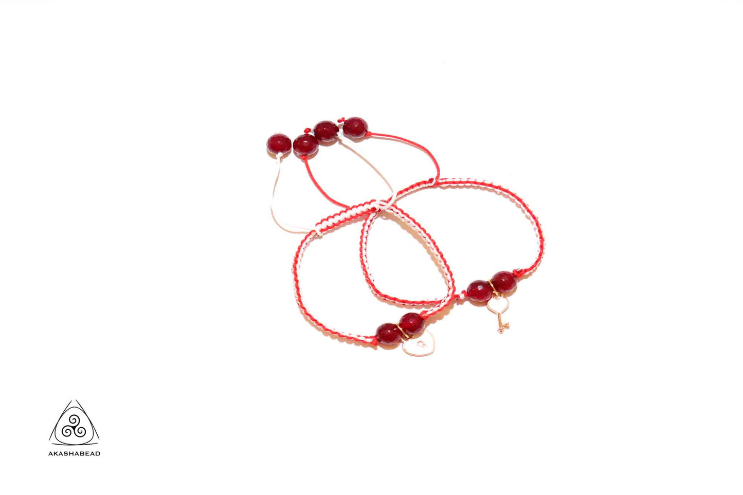 Adjustable braided red ruby with lock and key charm | anti negative energy