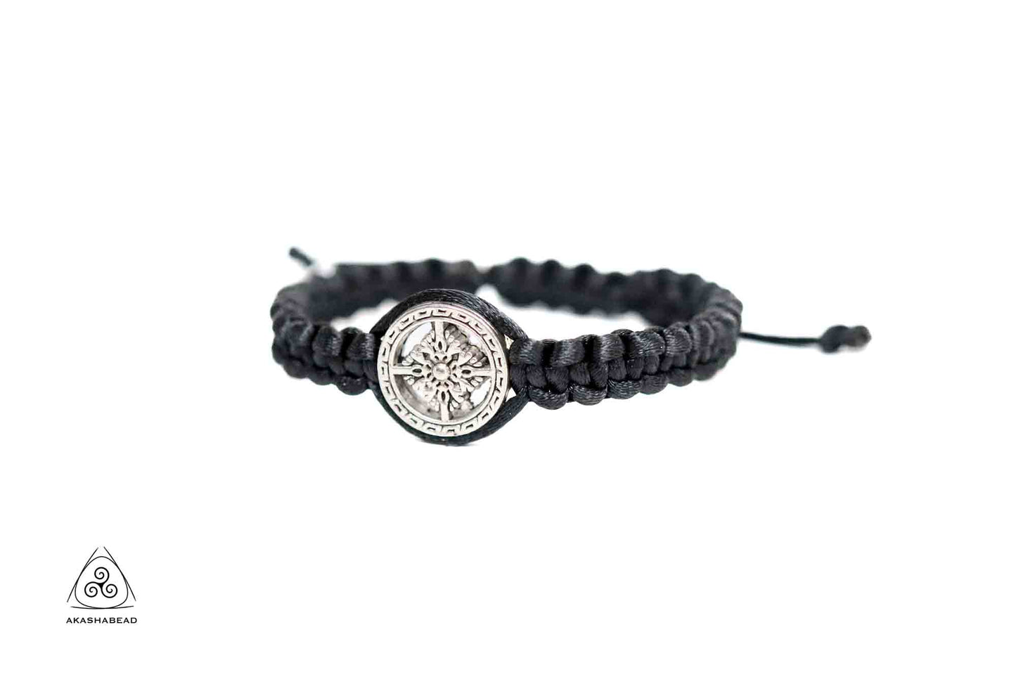 Black Adjustable Braided Men Bracelet with Charm