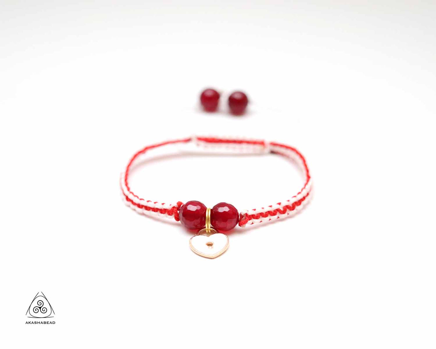 Adjustable braided red ruby with lock and key charm | anti negative energy