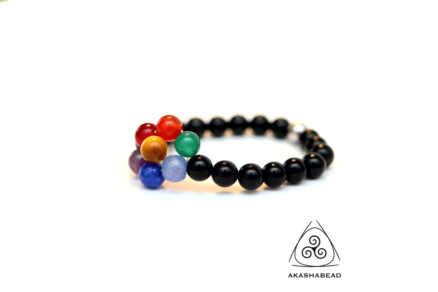 Chakra Flower bracelet Natural gemstone with Onyx stone