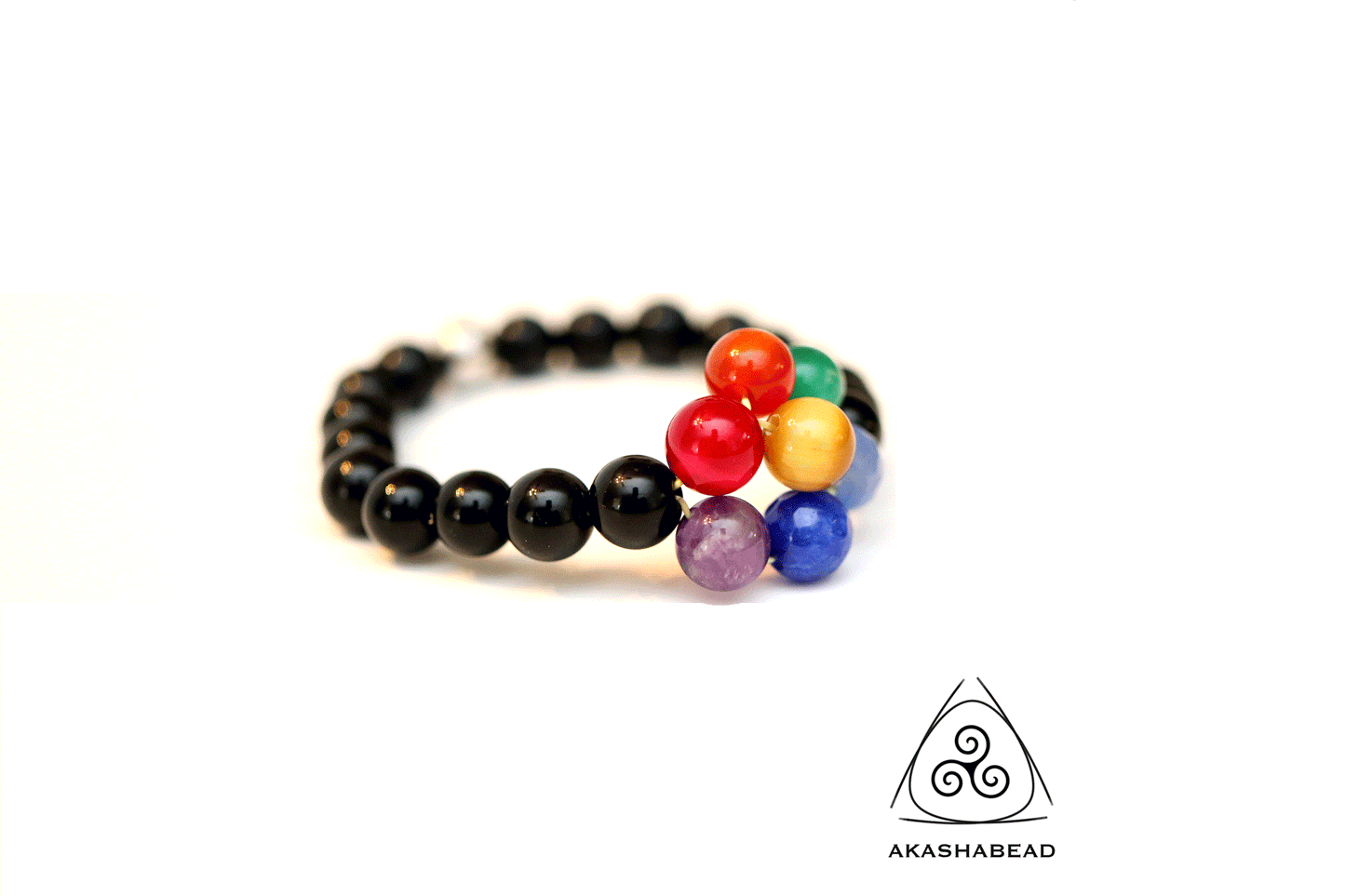 Chakra Flower bracelet Natural gemstone with Onyx stone