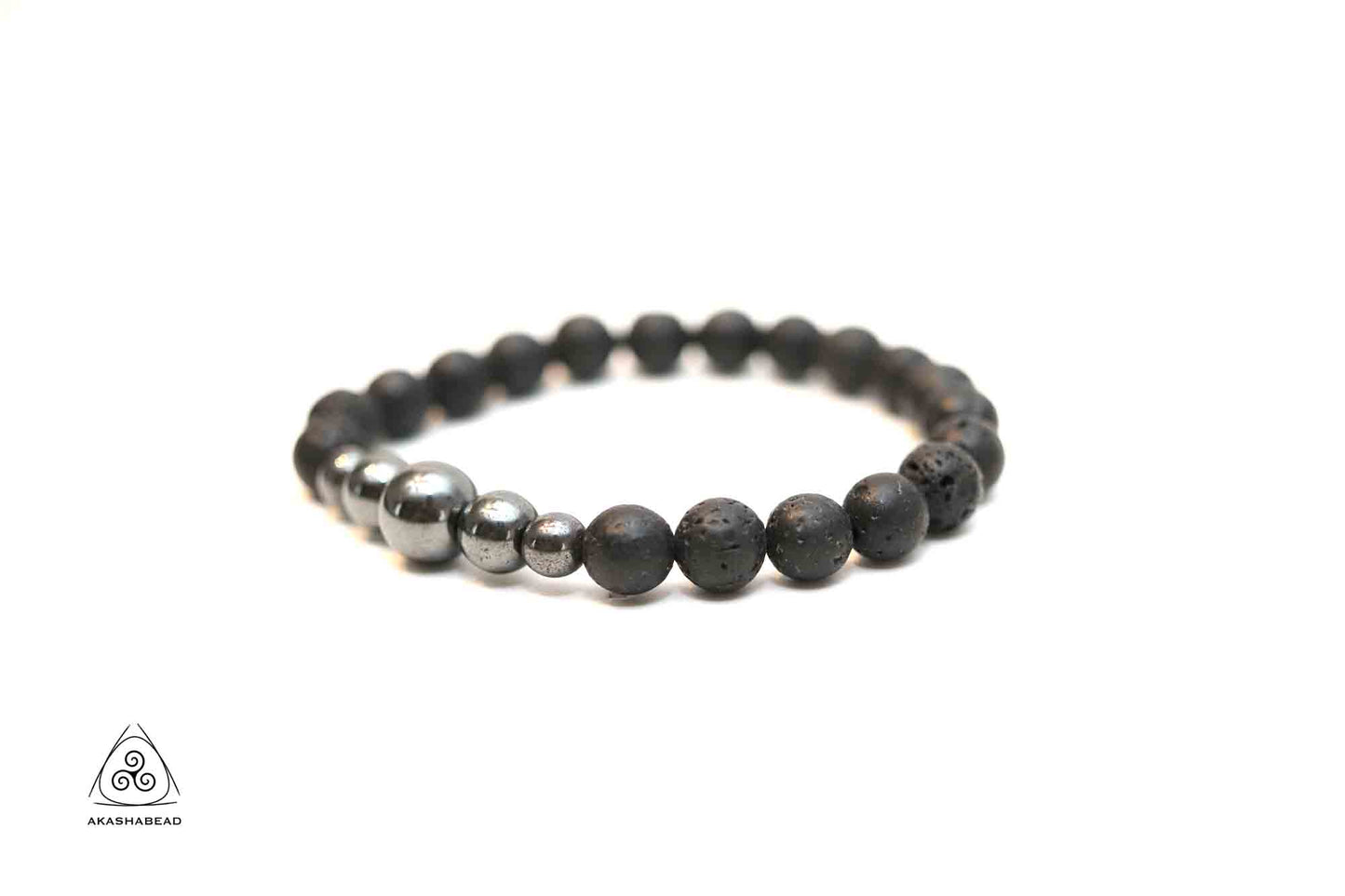 Natural Lava with Hematite Healing stone 8mm