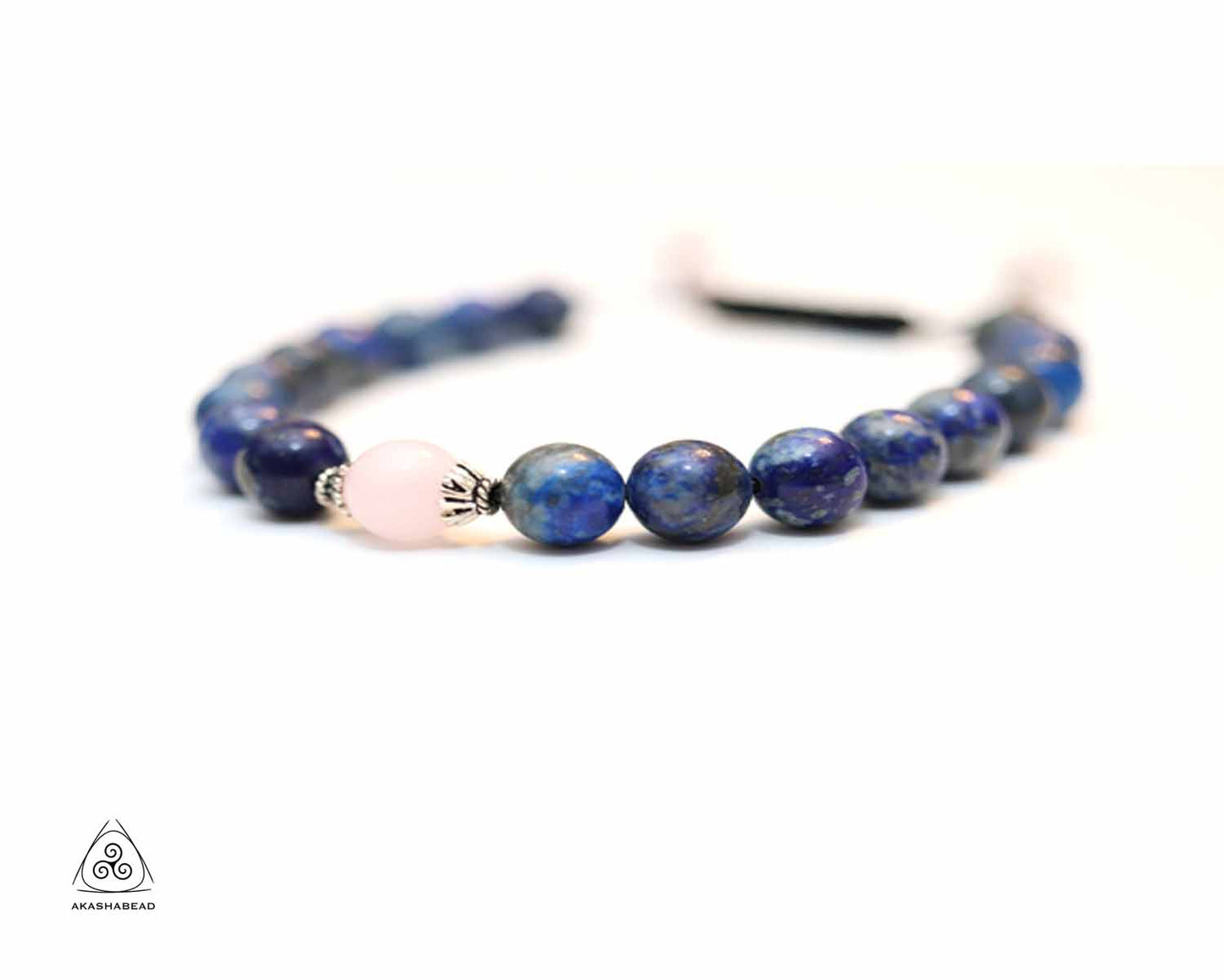 Lapis Lazuli with Sterling Silver and rose quartz beaded bracelet adjustable