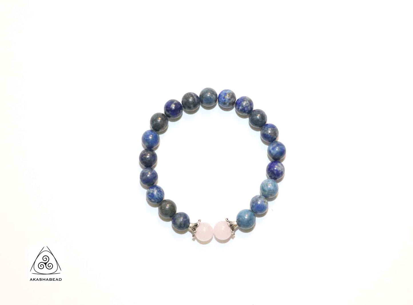 Sterling silver His & Her Trust Bracelet Lapis Lazuli & rose quartz