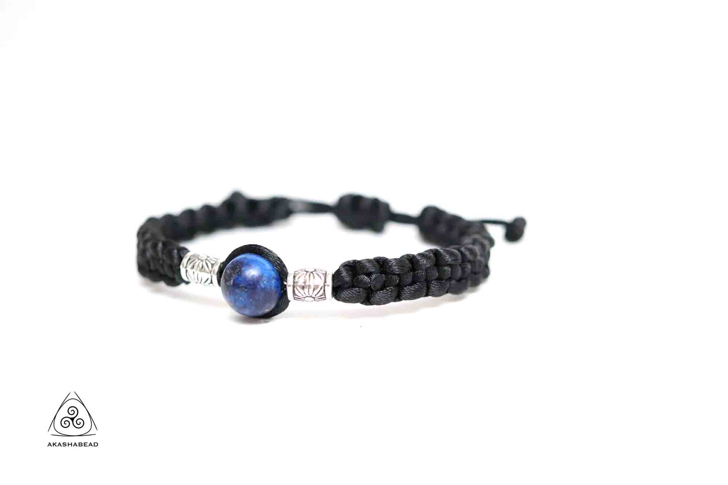 Black Braided Bracelet | Natural Lapis lazuli 12mm