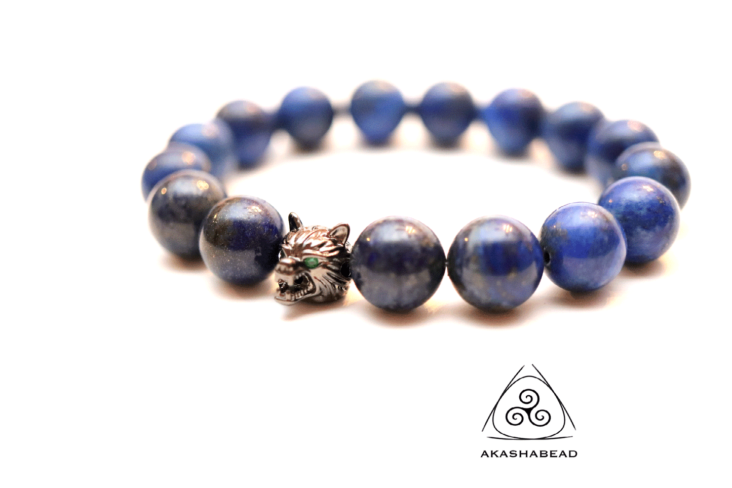 Natural Lapis stone with Wolf charm Strong MEN | Afghan Lapis Lazuli with pyrite