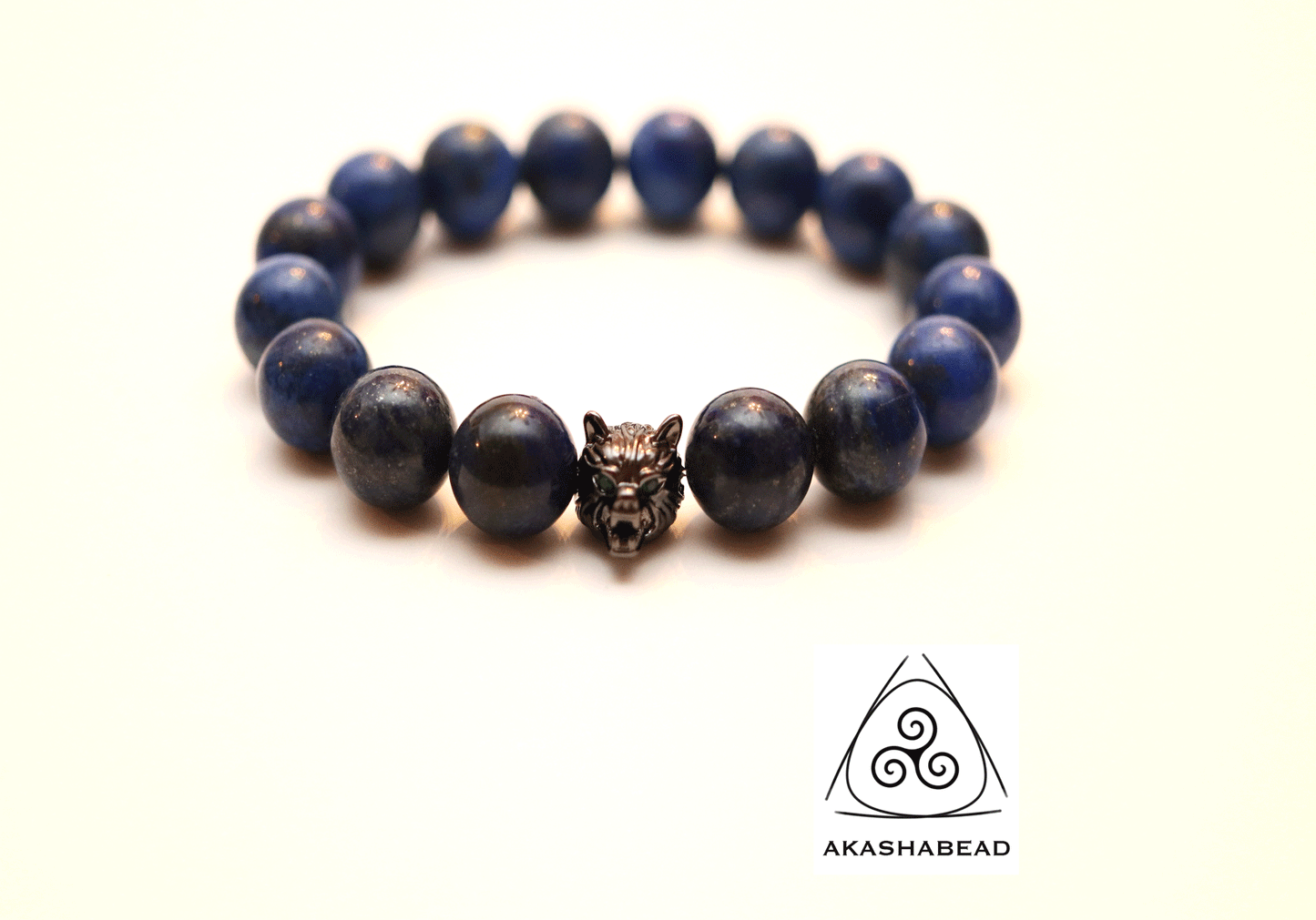 Natural Lapis stone with Wolf charm Strong MEN | Afghan Lapis Lazuli with pyrite