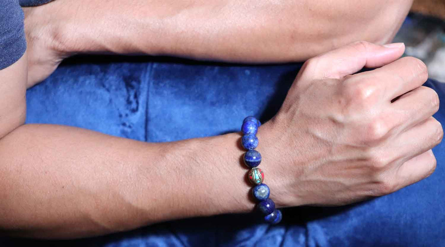 Lapis lazuli Bracelet encourage self and open mind | 12mm stone beads