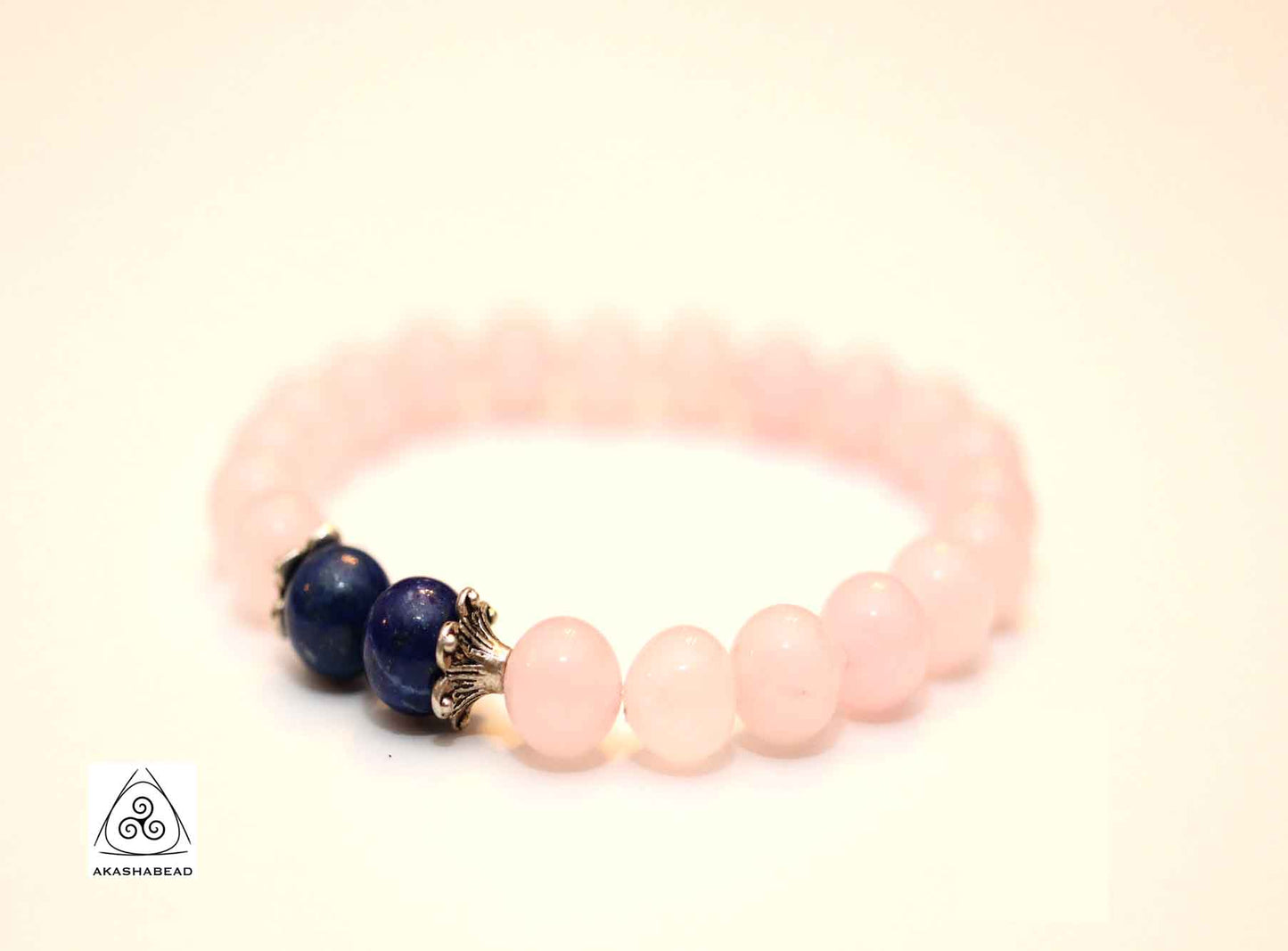 Sterling silver His & Her Trust Bracelet Lapis Lazuli & rose quartz