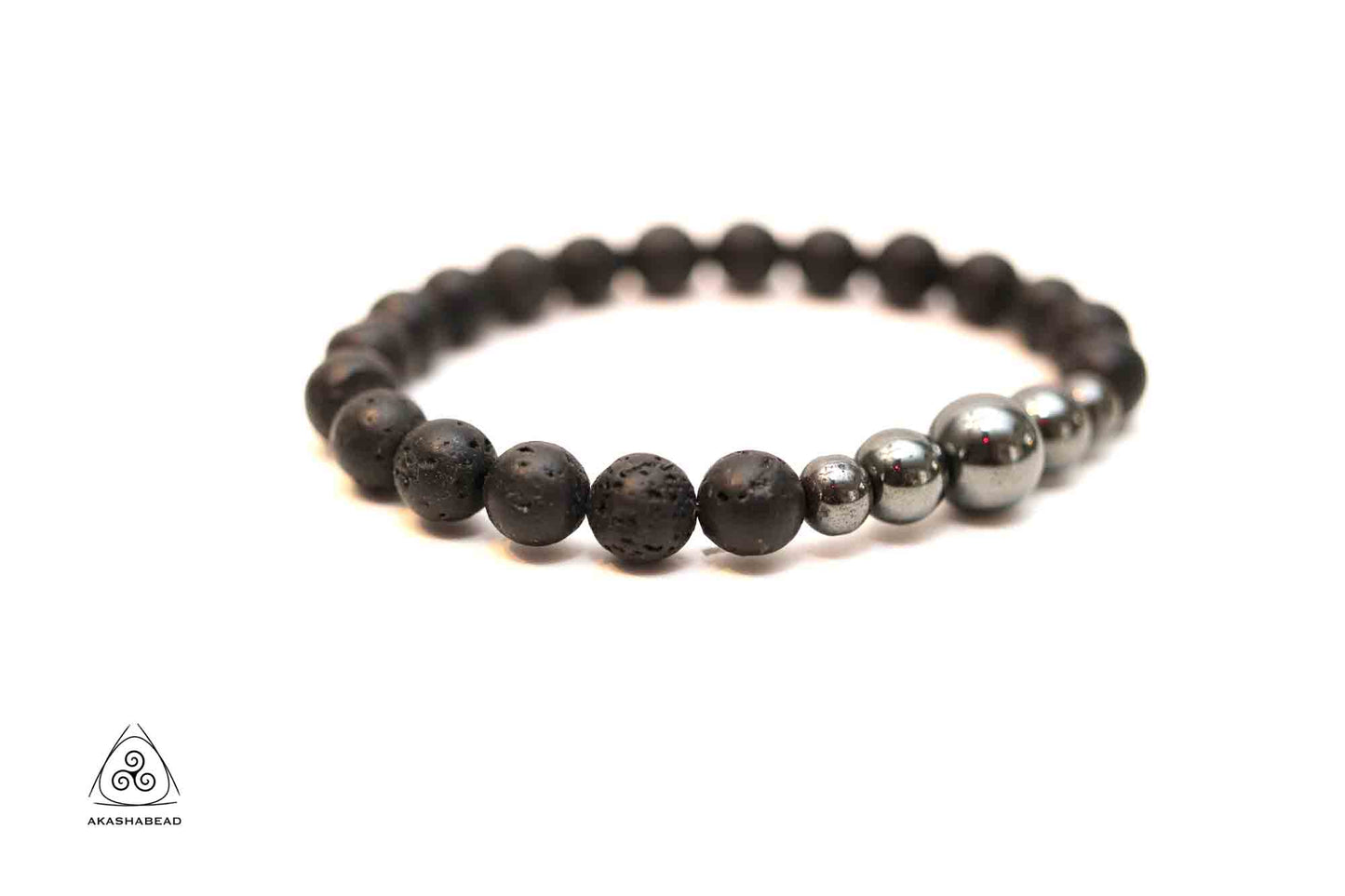 Natural Lava with Hematite Healing stone 8mm