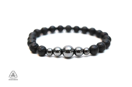 Natural Lava with Hematite Healing stone 8mm