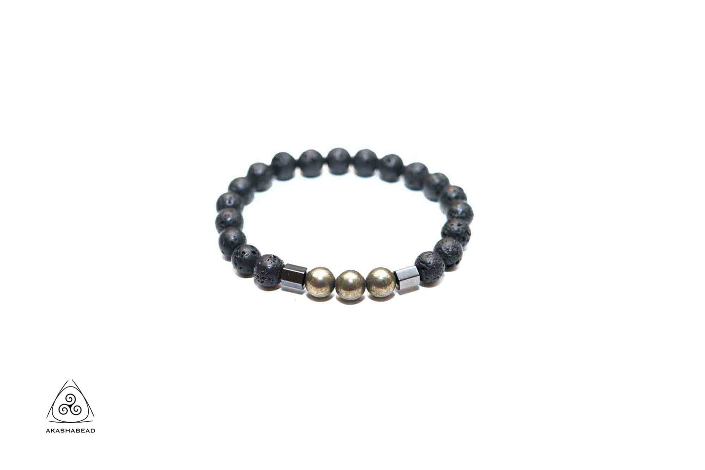 Lava, Pyrite and Hematite Bracelet | 8mm beads