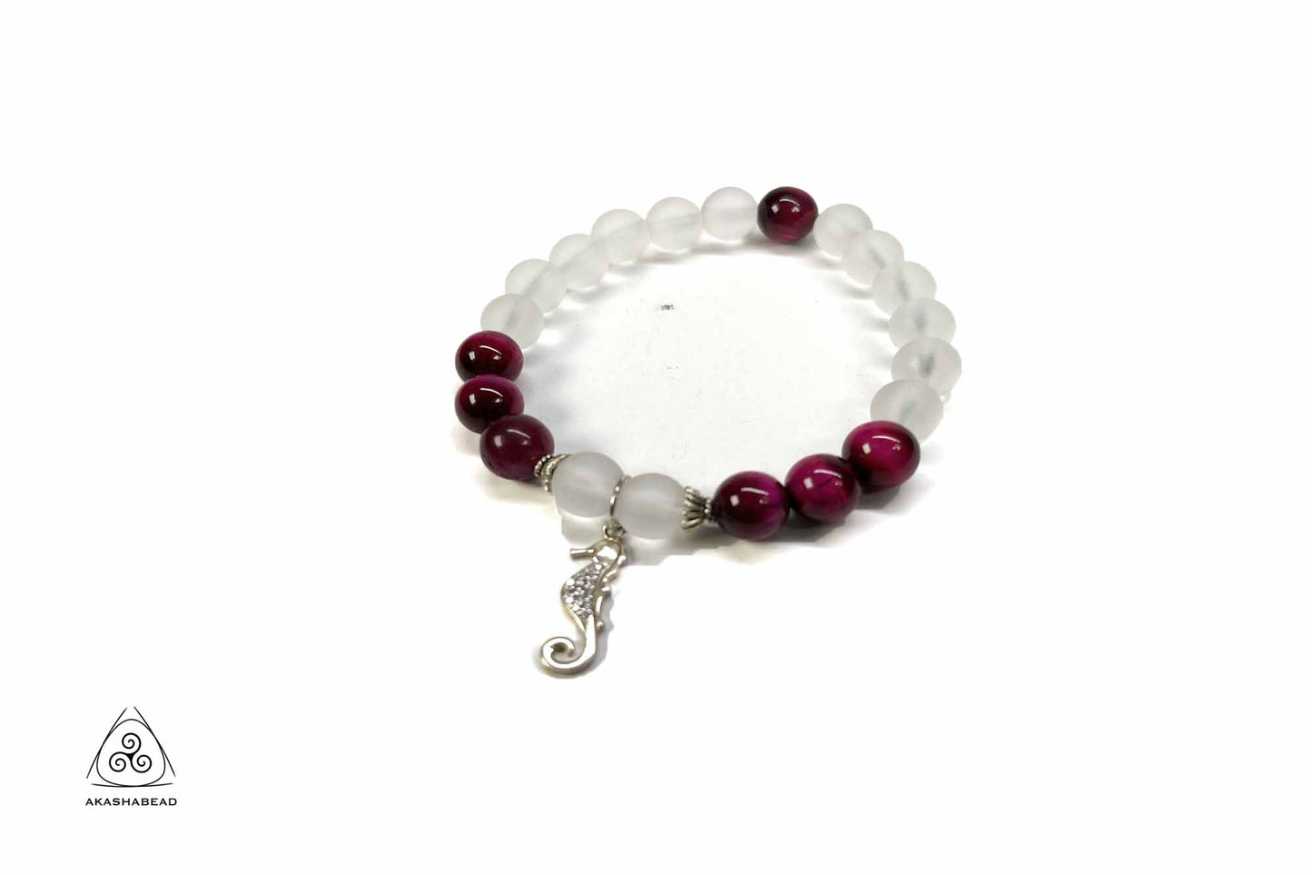 Master healing clear quartz beaded Bracelet with Sterling Silver charm