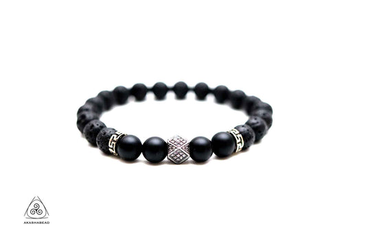 Natural Black Onyx and lava for anti Anxiety and boost Self Confidence 8mm