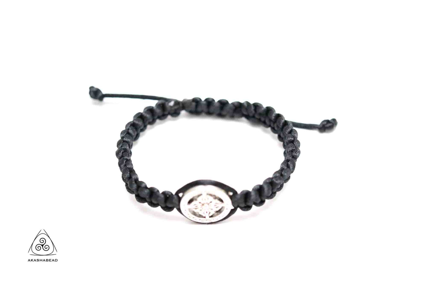 Black Adjustable Braided Men Bracelet with Charm