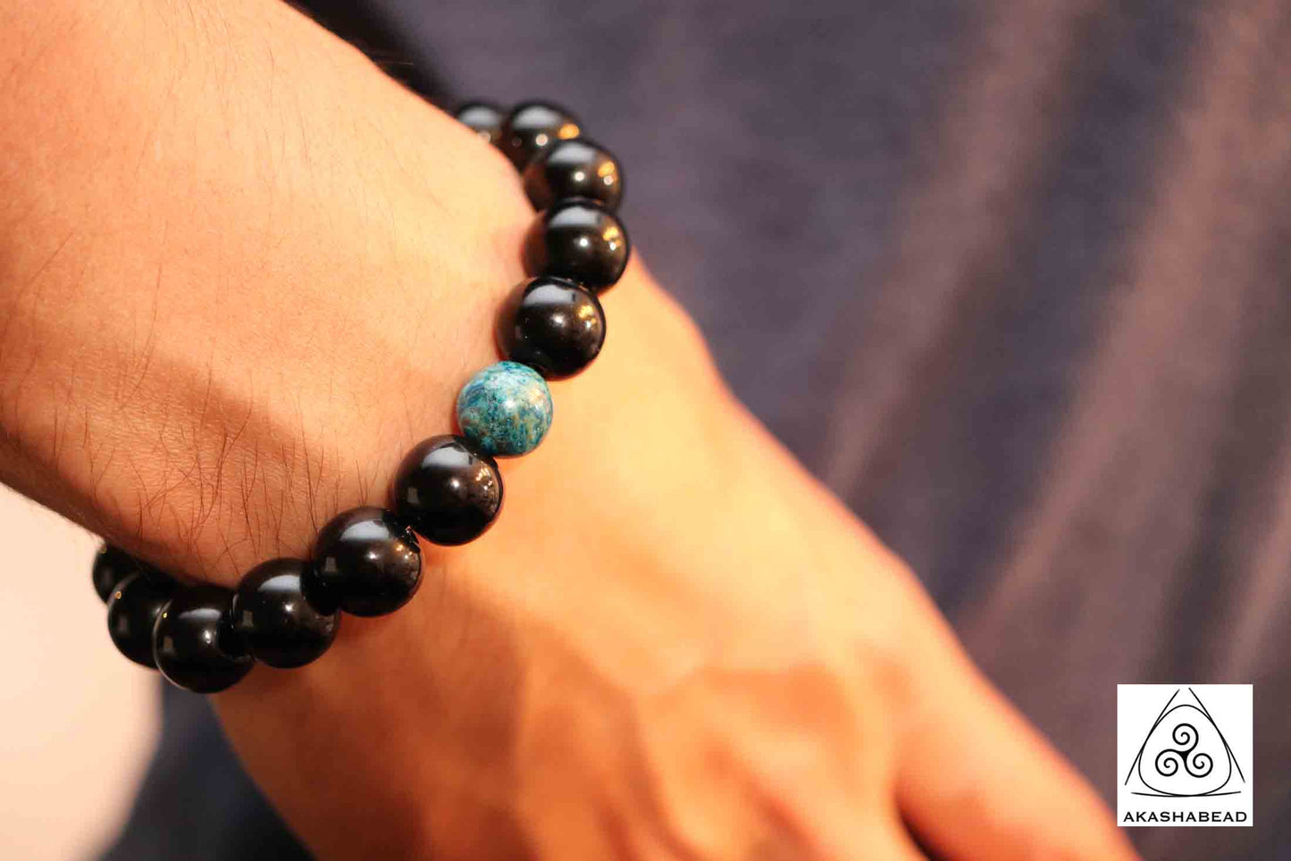 Natural Onyx with blue sky jasper to bring strength and wisdom