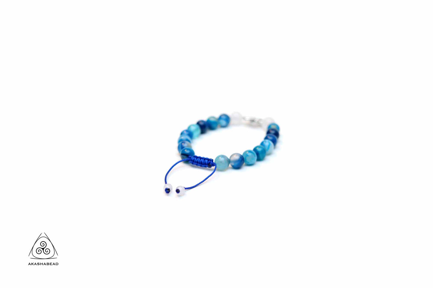 Star of David Braided Bracelet with Blue Agate and Rose quartz 8mm beads