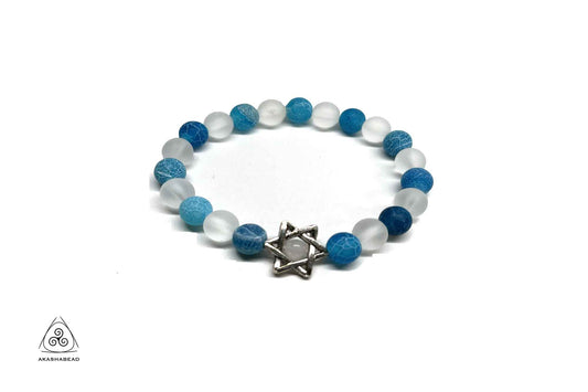 Star of David clear Matte Quartz with Blue Agate