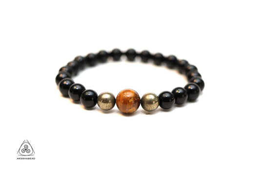 Natural Onyx, pyrite and Tiger eye