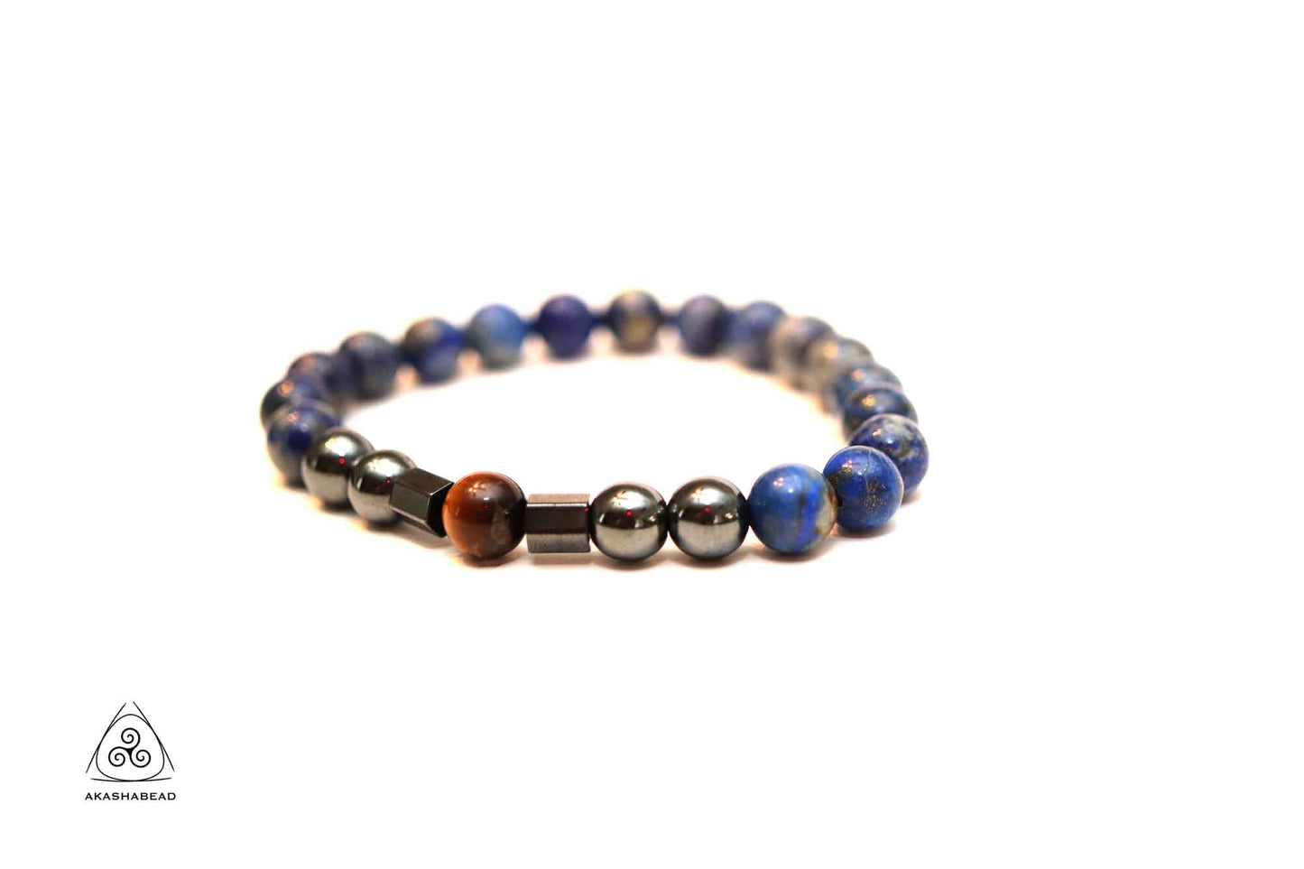 Natural Lapis Lazuli with Hematite and tiger eye 8mm