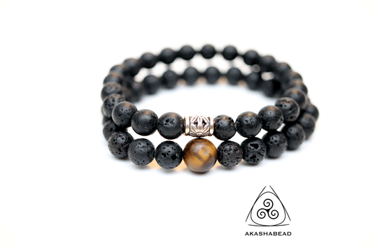 Tiger eye with lava beads bracelet | Men Power Stone