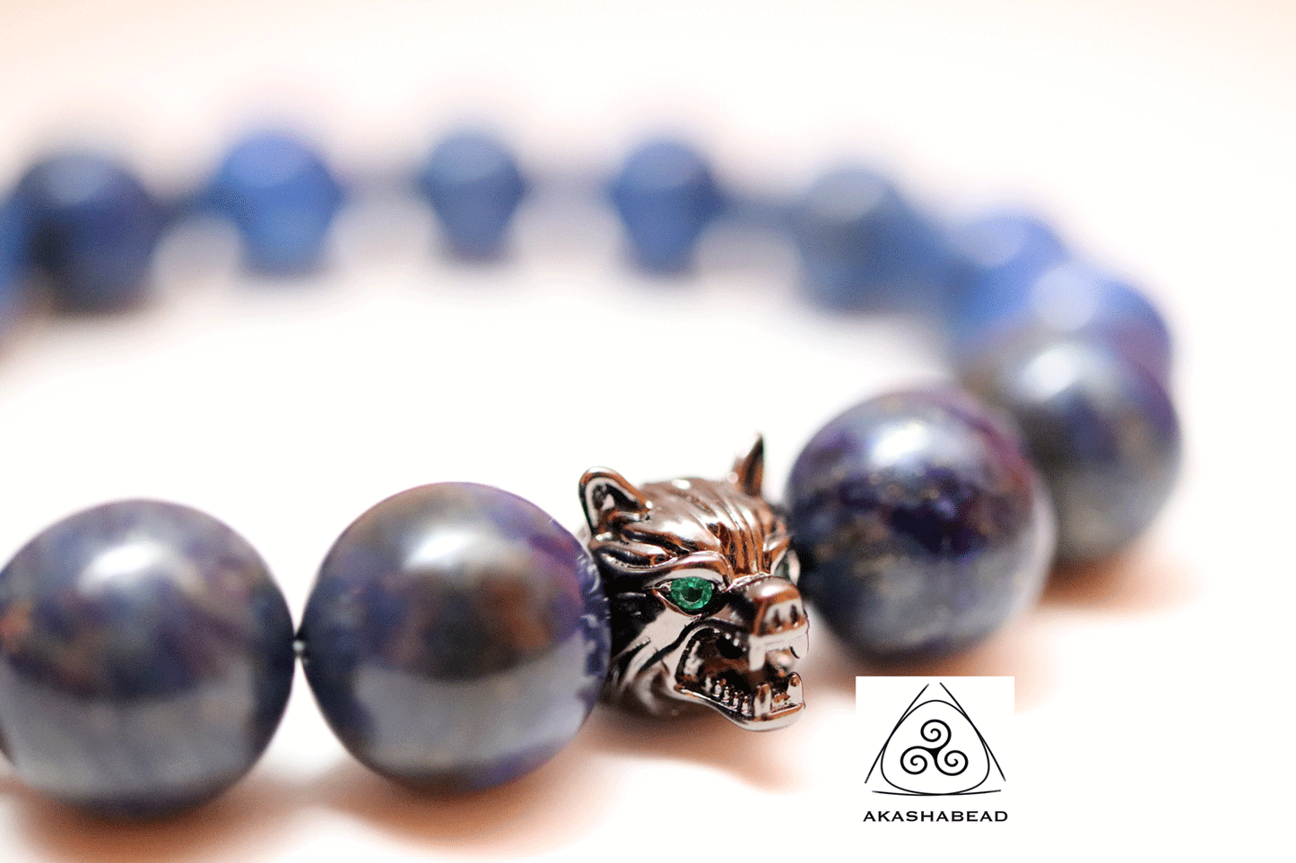 Natural Lapis stone with Wolf charm Strong MEN | Afghan Lapis Lazuli with pyrite